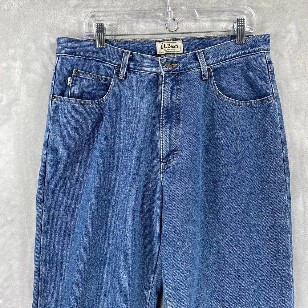 L.L. Bean Jeans mens 34x32 Flannel Lined Relaxed Fit Denim Blue Outdoor Workwear